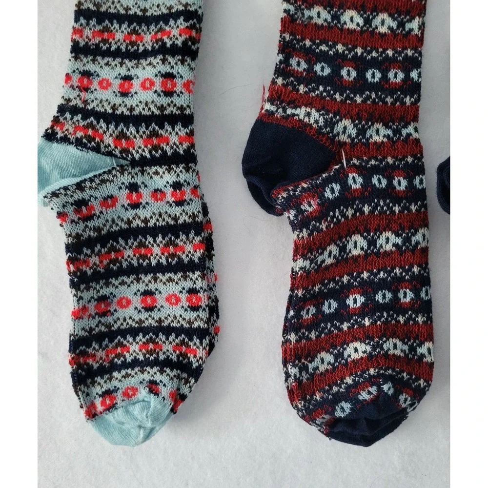 Vtg New 4 pair Retro Knee Socks Fair Isle Nordic Women Lot NOS Two Feet Ahead‎